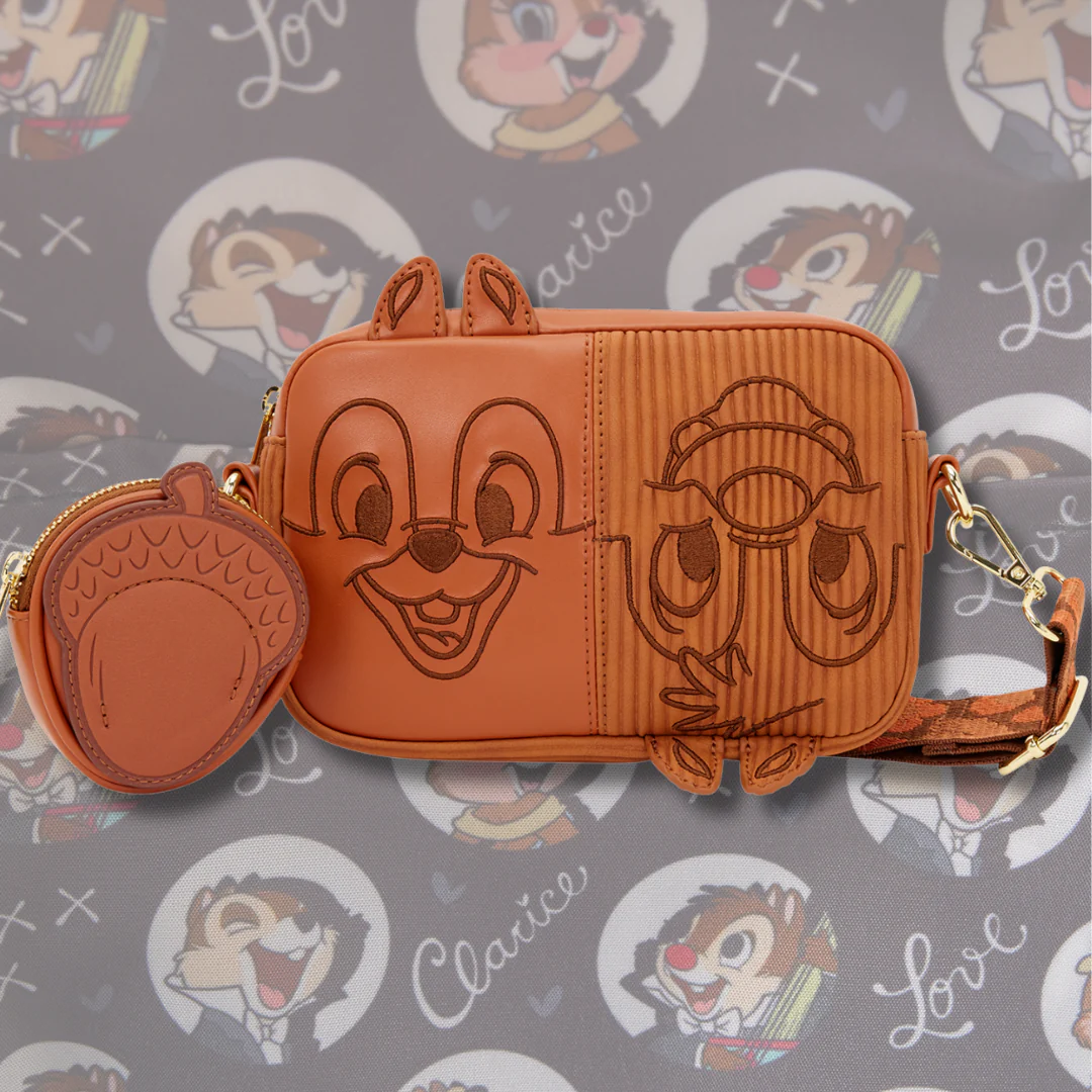 DISNEY CHIP 'N' DALE CORDUROY SLING CROSSBODY BAG WITH COIN BAG