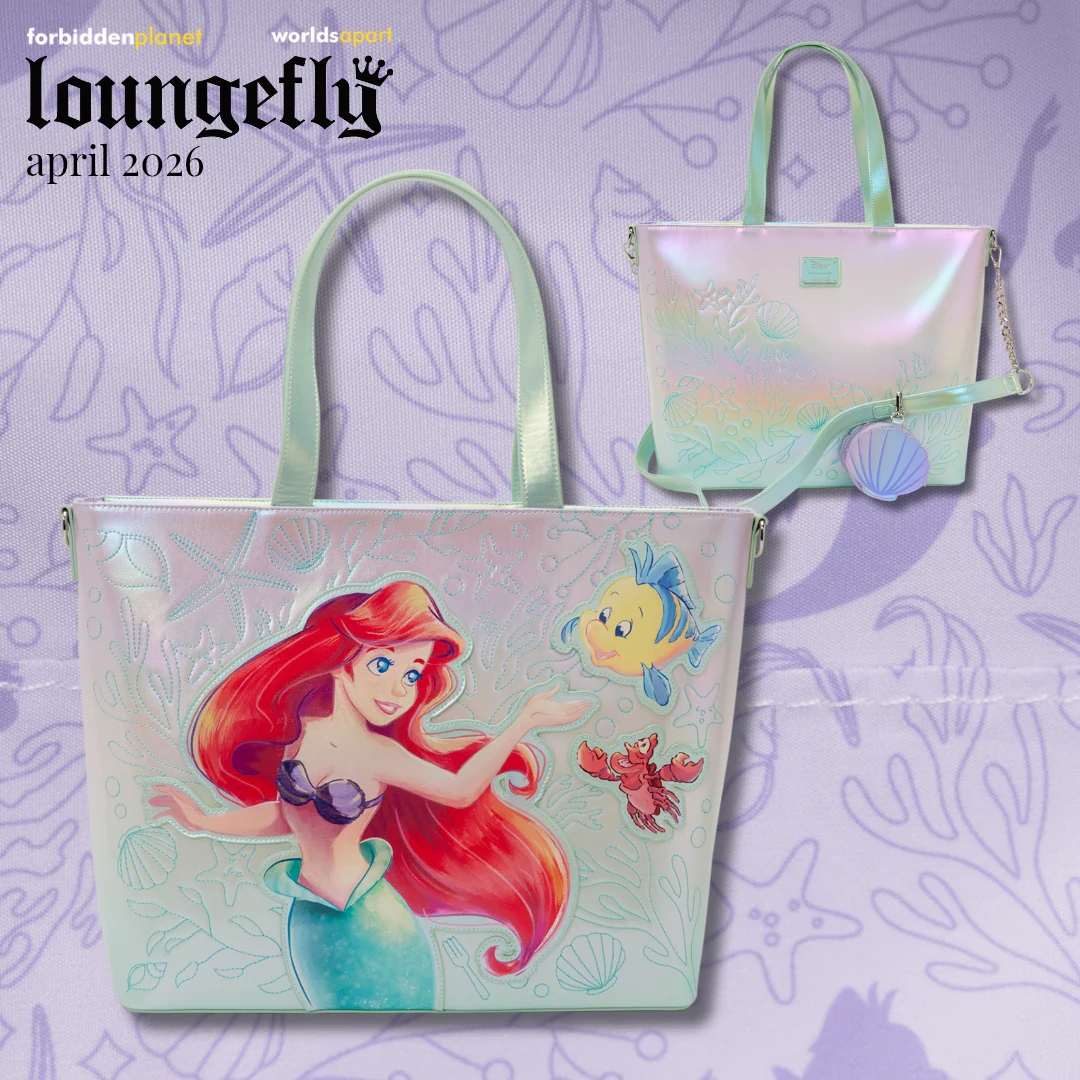 DISNEY THE LITTLE MERMAID ARIEL & FLOUNDER TOTE BAG WITH COIN BAG